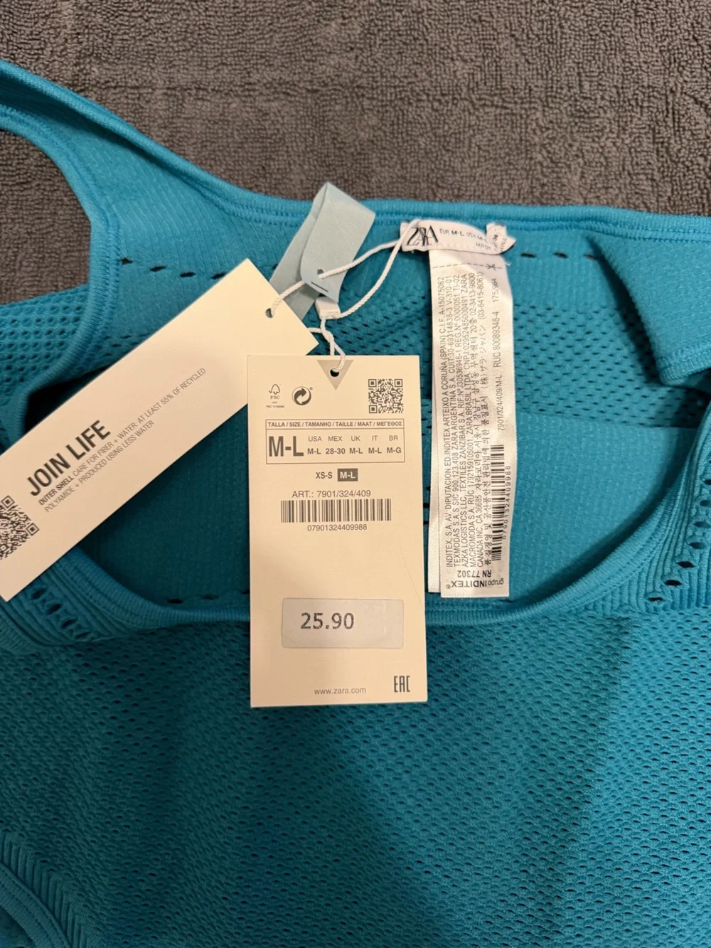 Zara Teal Seamless Knit Tank bodysuit